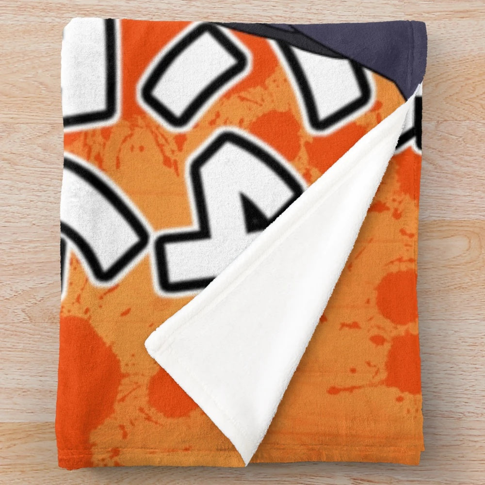 Samurai themed plush blanket featuring characters from the anime series