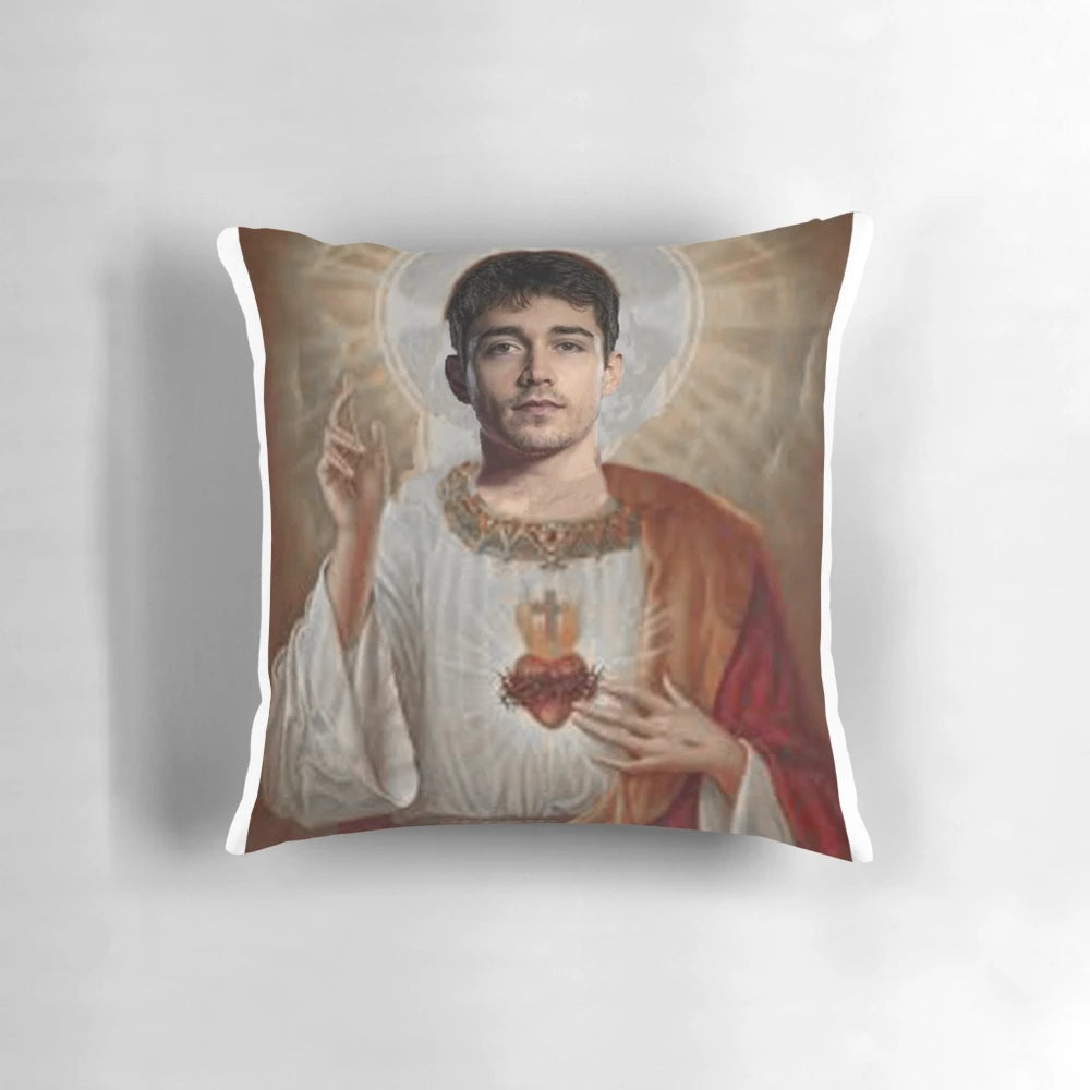 San Charles Leclerc Essential Graphic Tee Pillow featuring the Ferrari Formula 1 driver's iconic design
