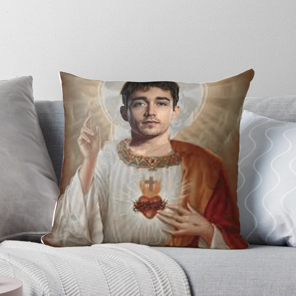 San Charles Leclerc Essential Graphic Tee Pillow featuring the Ferrari Formula 1 driver's iconic design