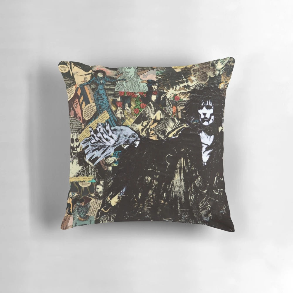 Sandman Collage Pillow featuring characters from Neil Gaiman's beloved Vertigo Comics series