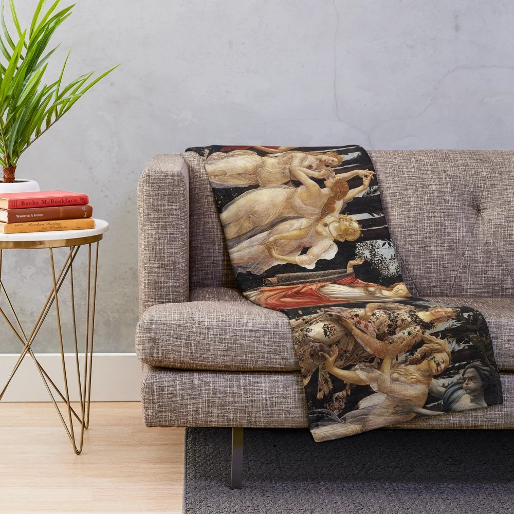 Sandro Botticelli's 'La Primavera' plush blanket featuring the Allegory of Spring painting