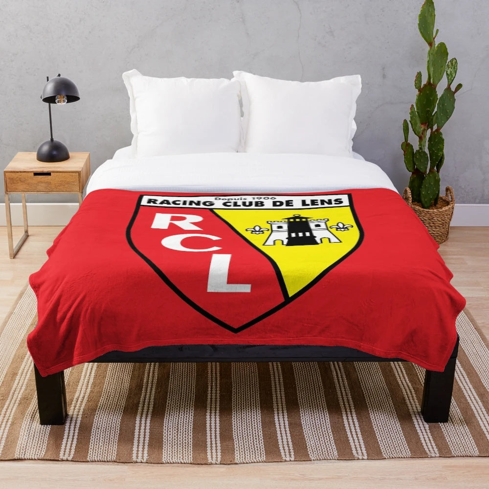 RC Lens plush blanket in red and gold colors