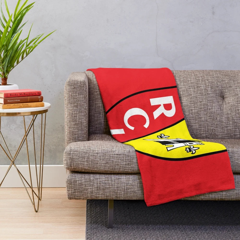RC Lens plush blanket in red and gold colors
