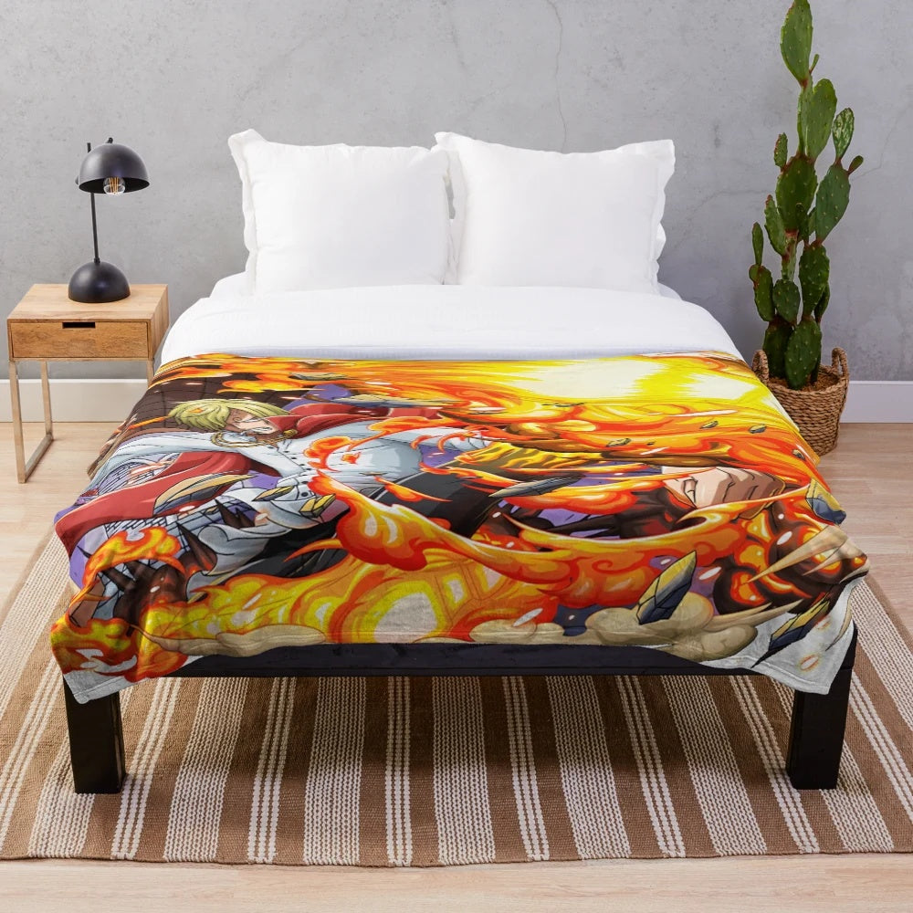 Sanji inspired plush blanket with One Piece anime character