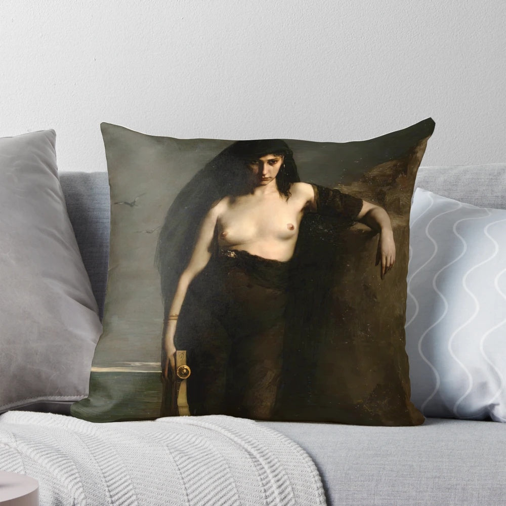 Sappho by Charles August Mengin - Classical Art Pillow
