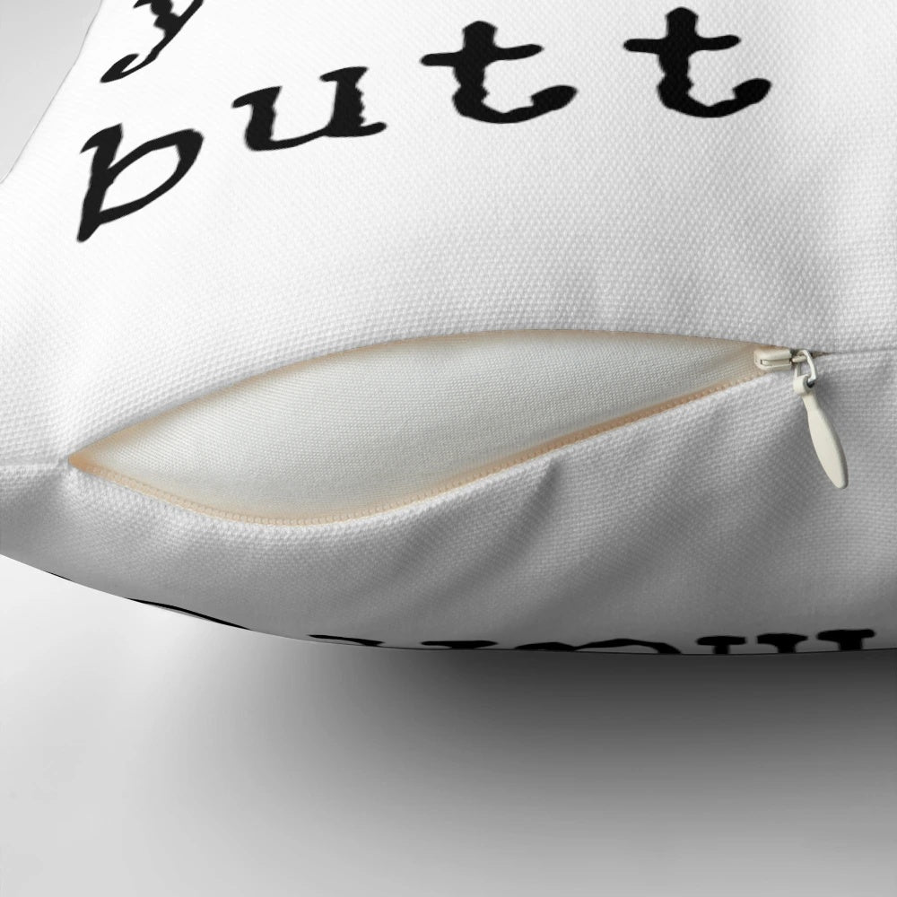 Sarcastic farts pillow with black and white text design