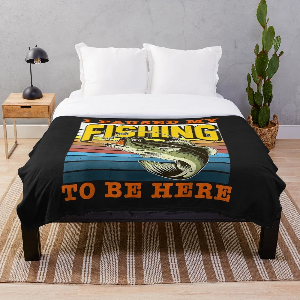 Fishing themed plush blanket with sarcastic and humorous quotes