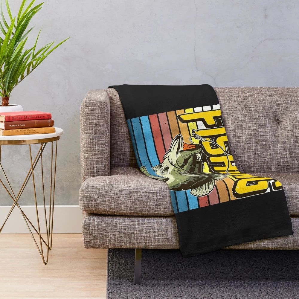 Fishing themed plush blanket with sarcastic and humorous quotes