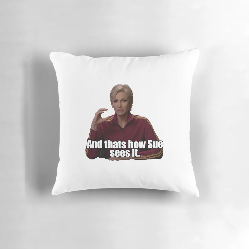 Glee-inspired pillow with sassy Sue Sylvester design