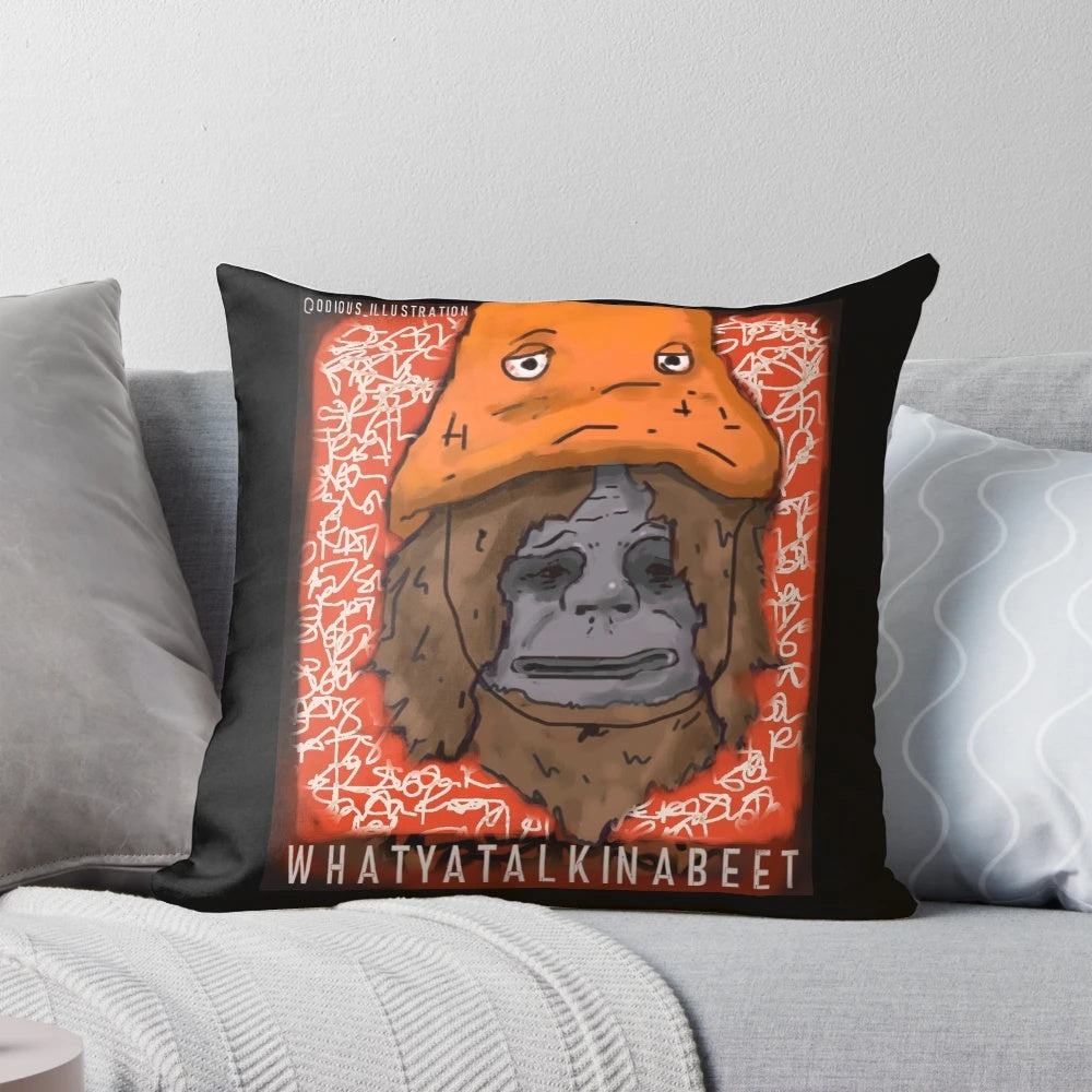 Soft, plush Sassy the Sasquatch pillow inspired by the popular Big Lez Show cartoon
