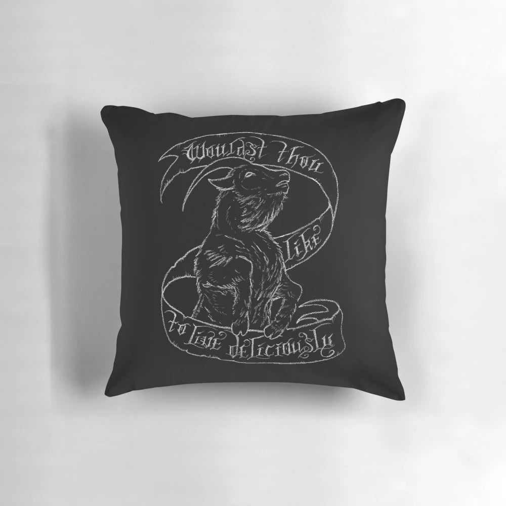 Black Phillip satanic goat pillow, dark fantasy witchcraft decor
