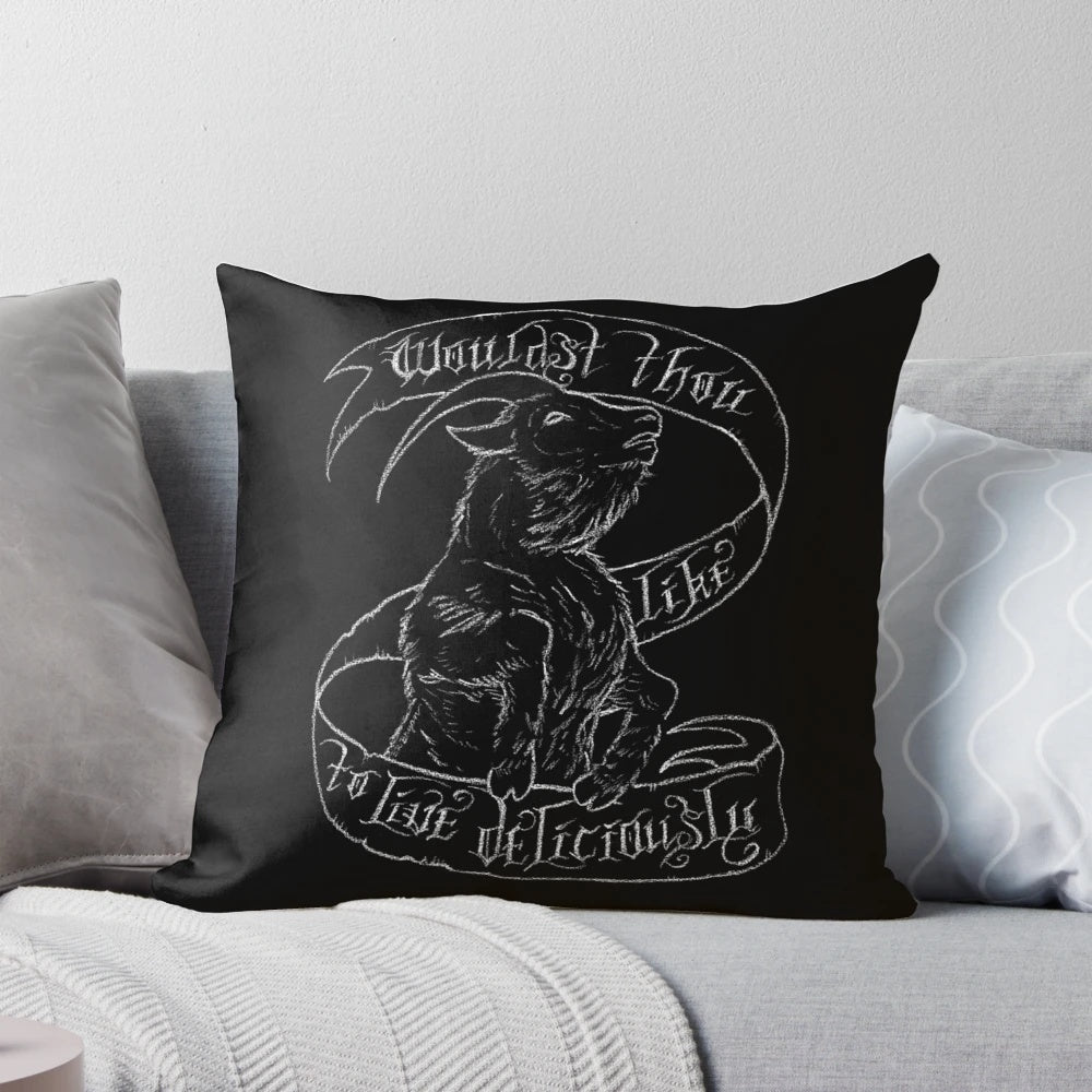 Black Phillip satanic goat pillow, dark fantasy witchcraft decor