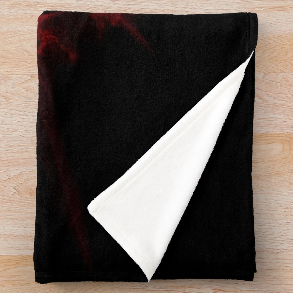 Brimstone-themed plush blanket with a satanic cross design for gaming fans