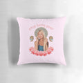 Satirical "Stop Being Poor" pillow with pop art inspired design featuring Paris Hilton