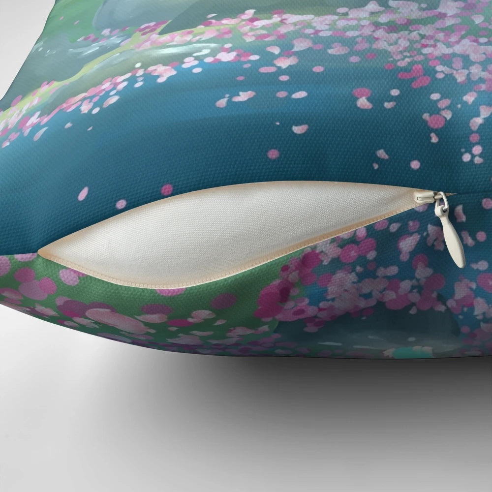 Satori Mountain-inspired pillow with Zelda artwork and nature-inspired design