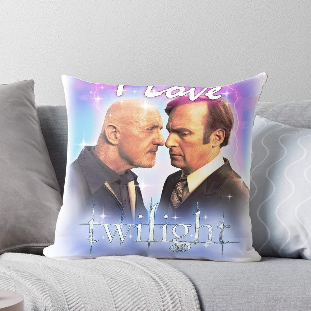 Pillow featuring Saul Goodman and Mike Ehrmantraut from Breaking Bad and Twilight characters