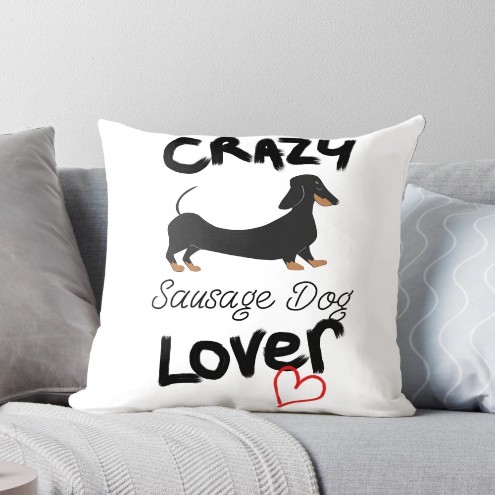 Dachshund or sausage dog themed decorative pillow for dog lovers