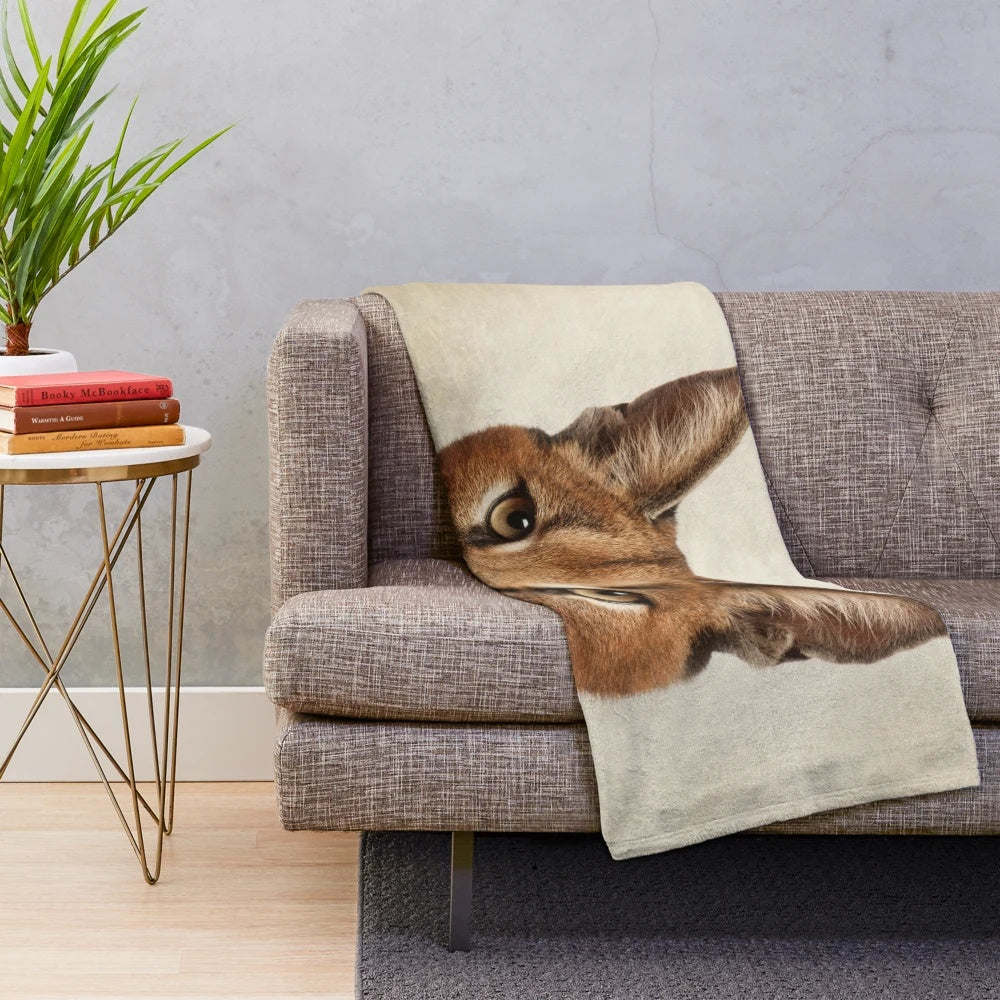 Caracal cat artwork printed on a plush, cozy blanket