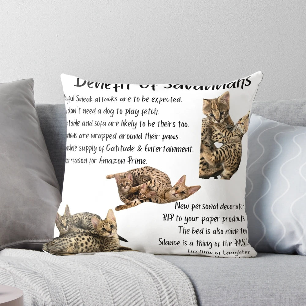 Savannah Cat Pillow - Soft, Cozy Pillow Featuring Adorable Savannah Cat Design