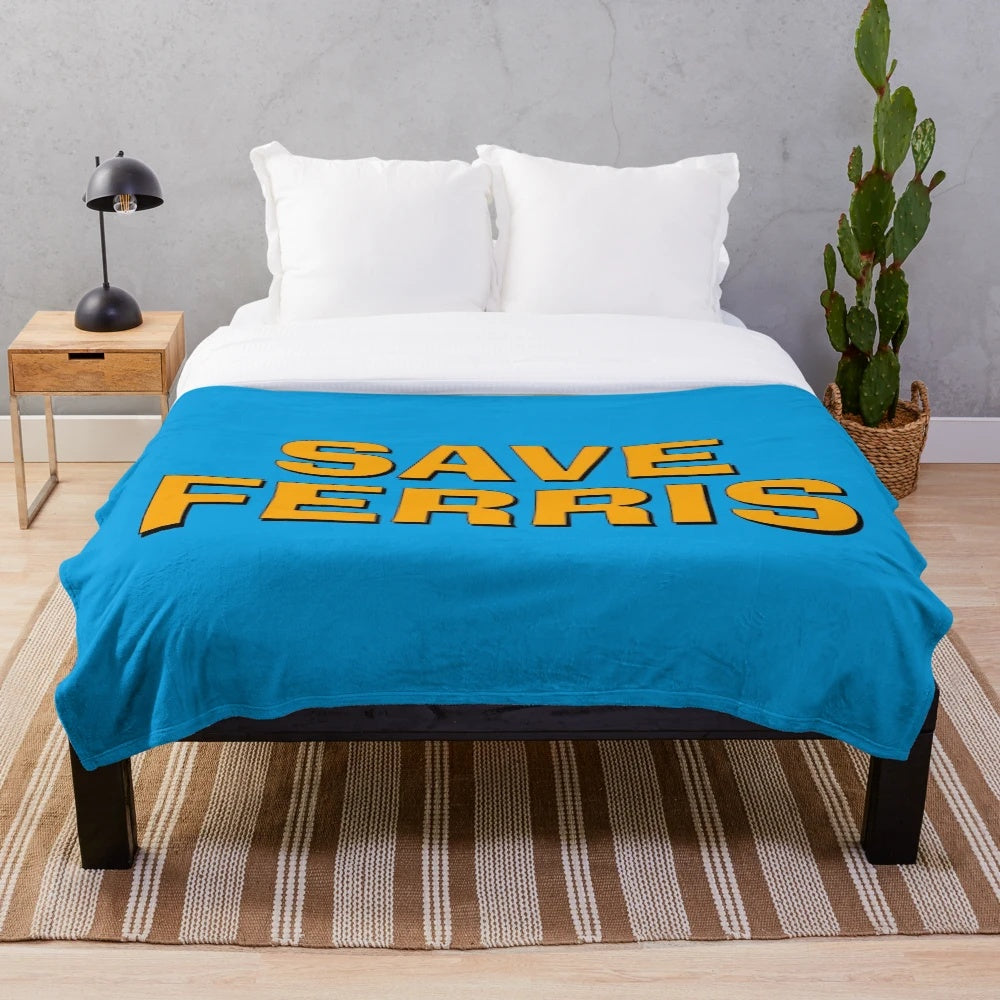 Save Ferris" Retro Movie Inspired Plush Blanket