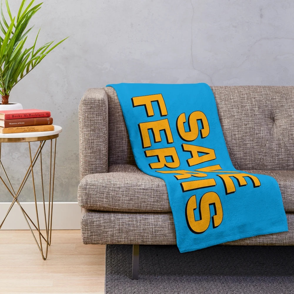Save Ferris" Retro Movie Inspired Plush Blanket