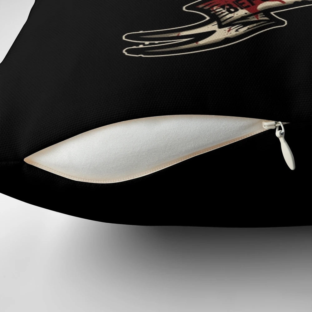 Save Point Pillow featuring iconic videogame design elements like a typewriter and zombies