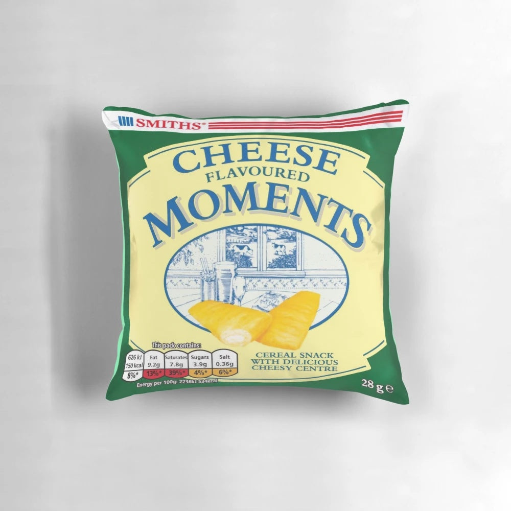 Cozy pillow in the shape of classic cheese-flavored pub crisps