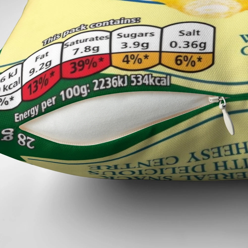 Cozy pillow in the shape of classic cheese-flavored pub crisps