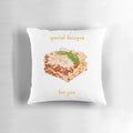 A cozy and humorous lasagna-themed pillow for food enthusiasts