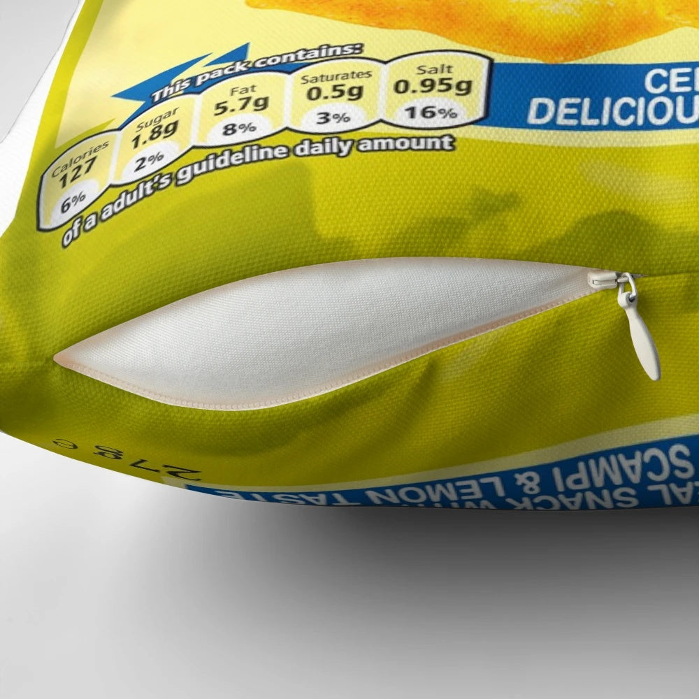Scampi fries-themed decorative pillow featuring a realistic-looking design