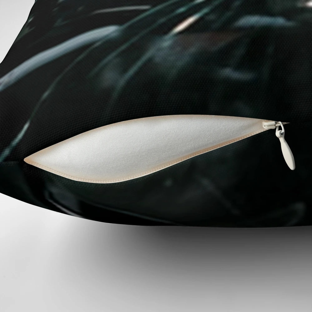 Saw-inspired pillow with horror movie trap design