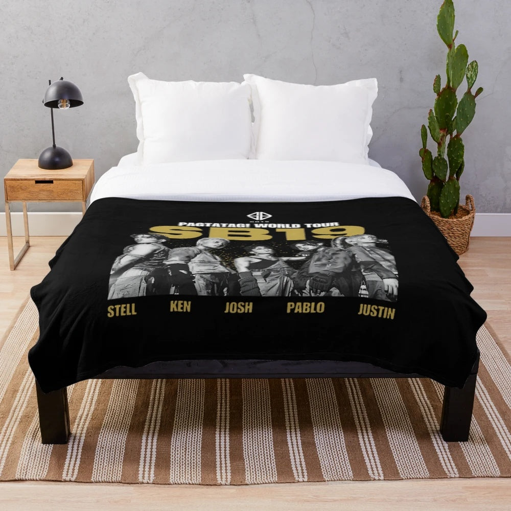 SB19 Inspired Plush Blanket with band members and tour details