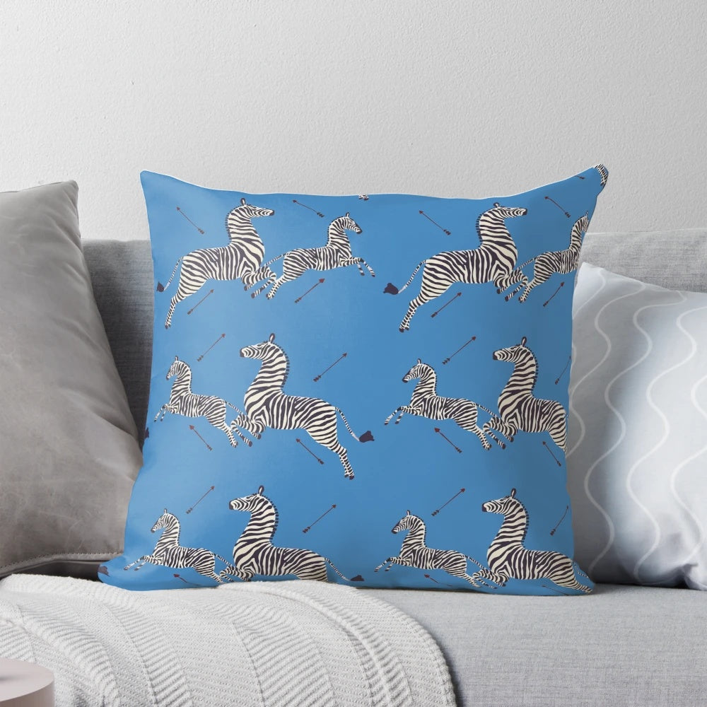 Scalamandré Zebra Pattern Pillow Inspired by The Royal Tenenbaums Movie