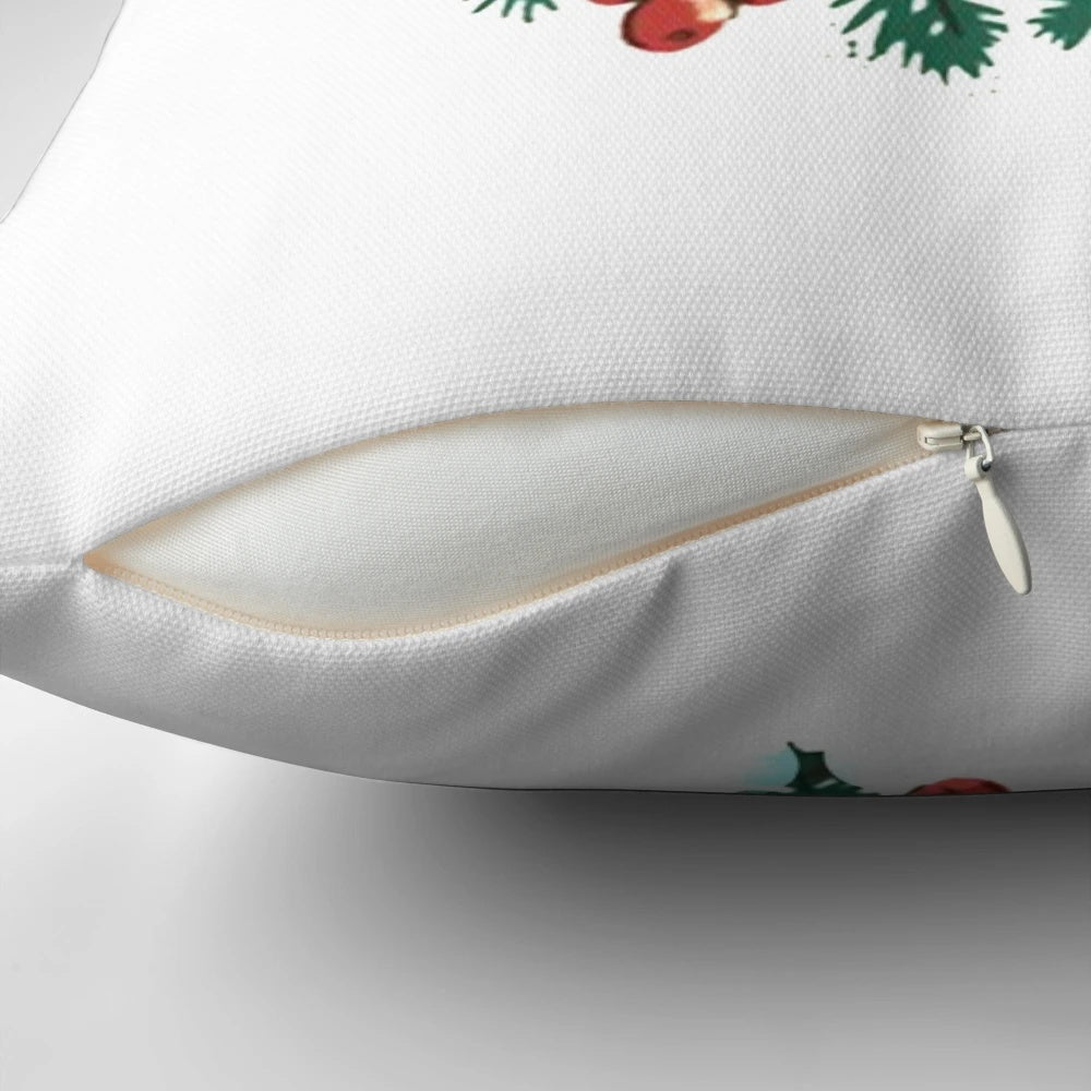 Retro vintage Scandinavian Christmas pillow featuring tomte nisse gnome characters
