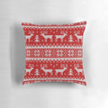 Pillow with a scandinavian-inspired pattern featuring deer and holiday elements in a cozy, winter-themed design.