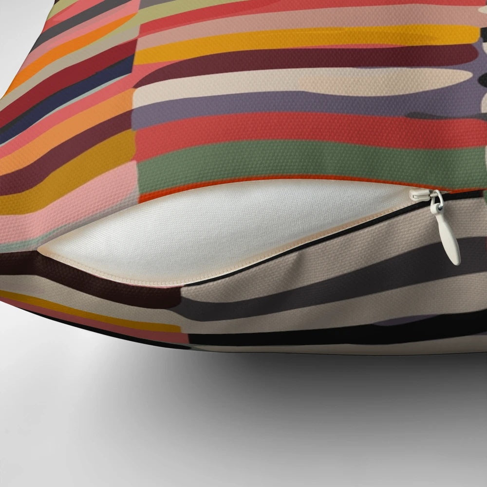 A black and white Scandinavian-inspired geometric pattern pillow with a modern, minimalist design.