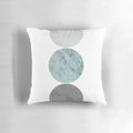 3 circle teal and gray decorative throw pillow with a modern, minimalist design