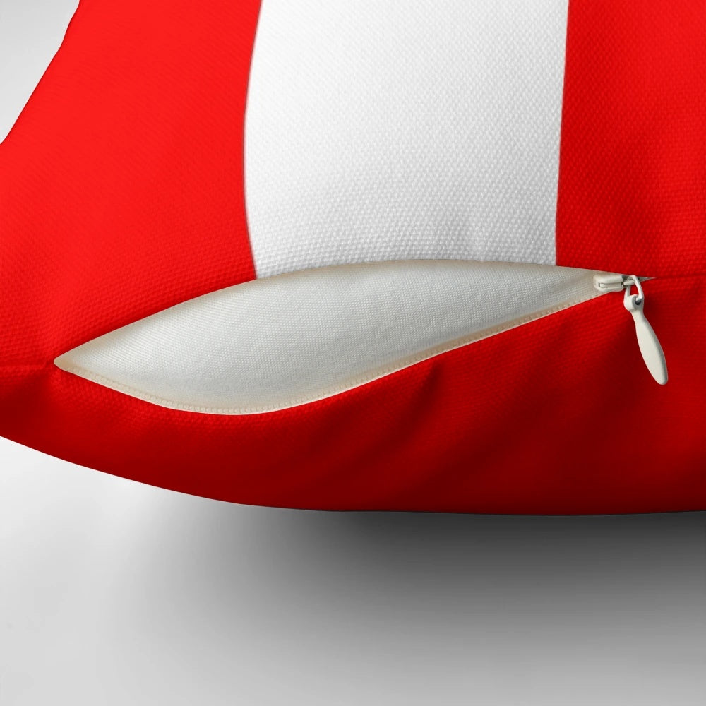 Cozy Danish flag-inspired throw pillow featuring the iconic red and white colors of the Scandinavian nation.