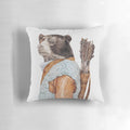 Soft, plush black bear-shaped pillow in a Scandinavian-inspired design for rustic, outdoor-themed home decor