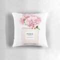 Scandinavian style peony floral print on a modern minimalist throw pillow