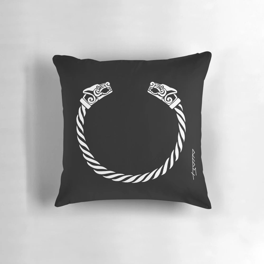 Decorative Viking Armring Wolf Pillow with Scandinavian-inspired Design