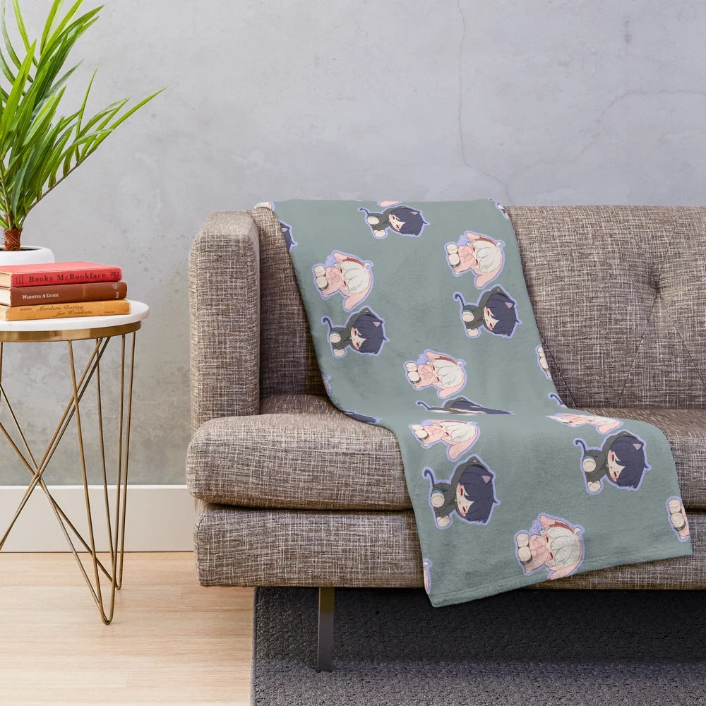 Cozy plush blanket featuring Scaramouche and Kazuha from the popular anime game Genshin Impact