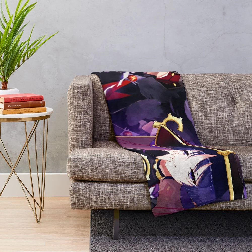 Scaramouche-inspired plush blanket featuring the Genshin Impact character