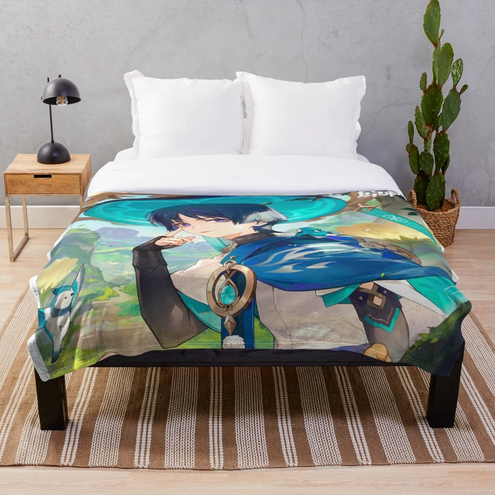 Genshin Impact Scaramouche-themed plush blanket