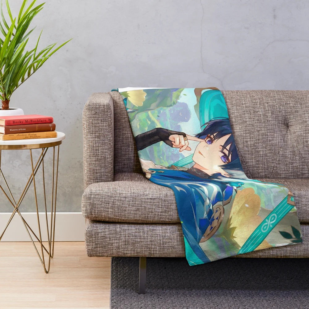 Genshin Impact Scaramouche-themed plush blanket