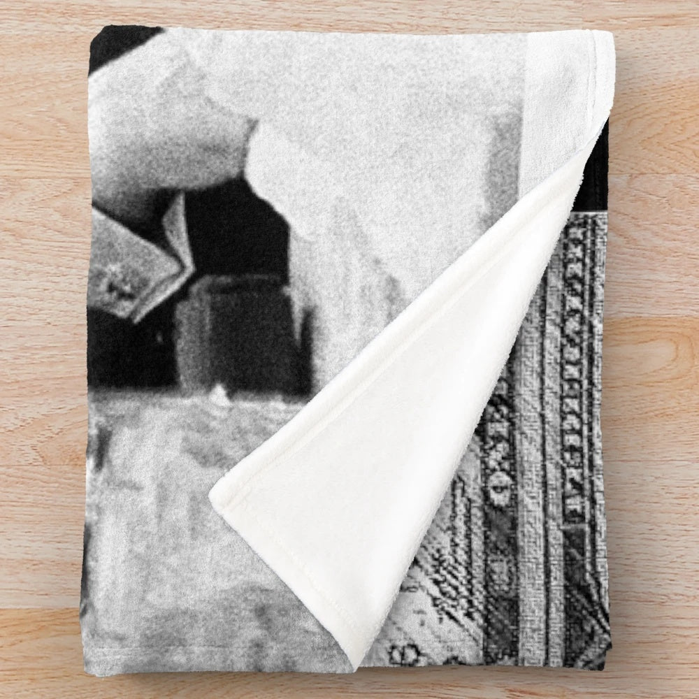 Scarface-inspired plush blanket with black and white design