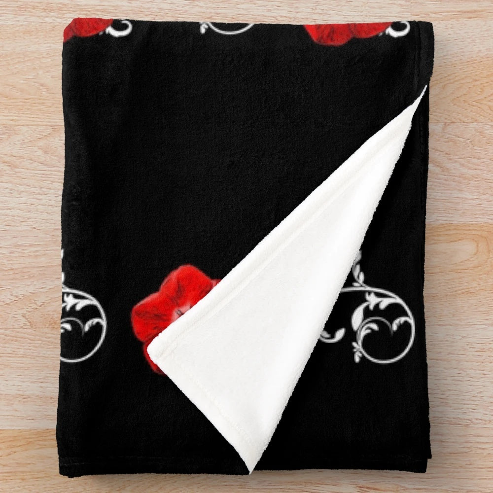 Scarlet pimpernel plush blanket with botanical flower design