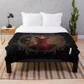 Scarlett-inspired red plush blanket featuring the iconic dress from the classic film Gone with the Wind