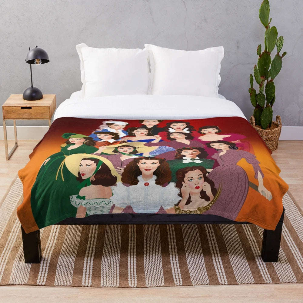 Scarlett O'Hara Plush Blanket with Gone with the Wind Inspired Artwork