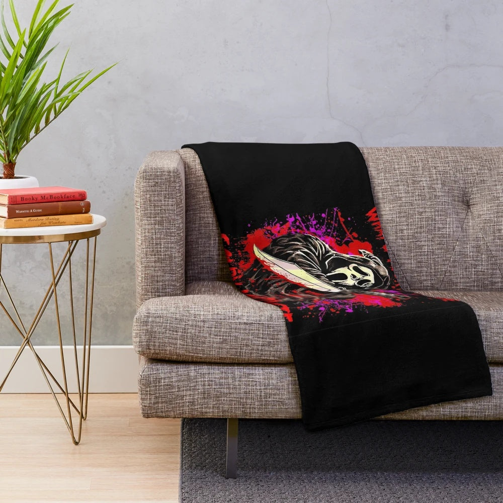 Ghostface horror movie themed plush blanket